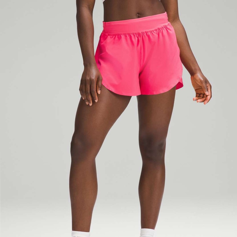 lululemon fast and free reflective high rise 3” shorts size 8 in lipgloss